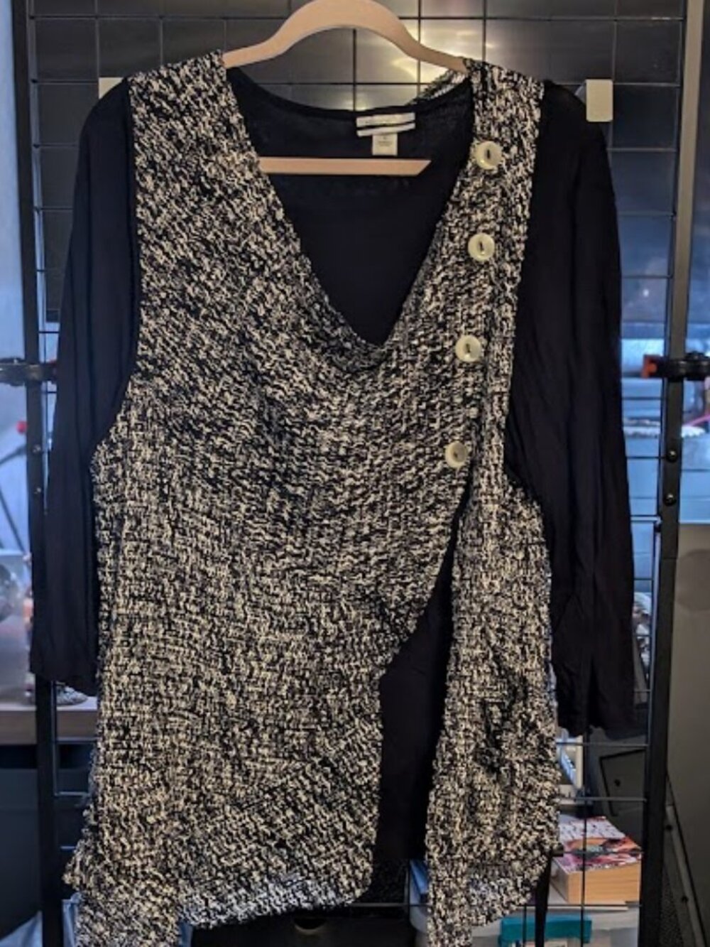 BCL5- MIRROR IMAGE Asymmetrical Button Tunic